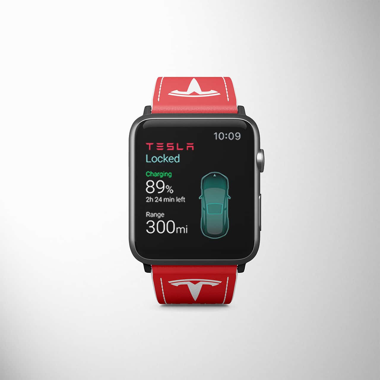 Vörös Tesla Apple Watch szíj